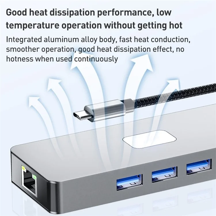 BYL-2401 8-en-1 USB-C a DisplayPort HD 4K Estación de acoplamiento Adaptador PD 100W Conector Ethernet