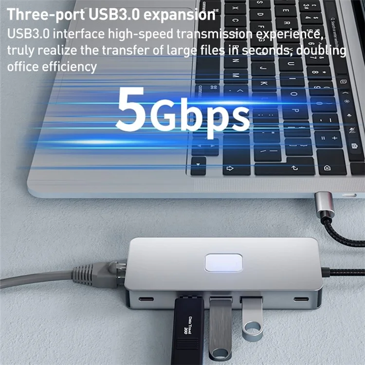 BYL-2315 Hub tipo C de 10 em 1 para carregamento PD 100W Ethernet RJ45 USB 3.0 Saída de vídeo USB-C HD 4K Leitor de cartão