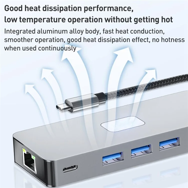BYL-2315 Hub tipo C de 10 em 1 para carregamento PD 100W Ethernet RJ45 USB 3.0 Saída de vídeo USB-C HD 4K Leitor de cartão