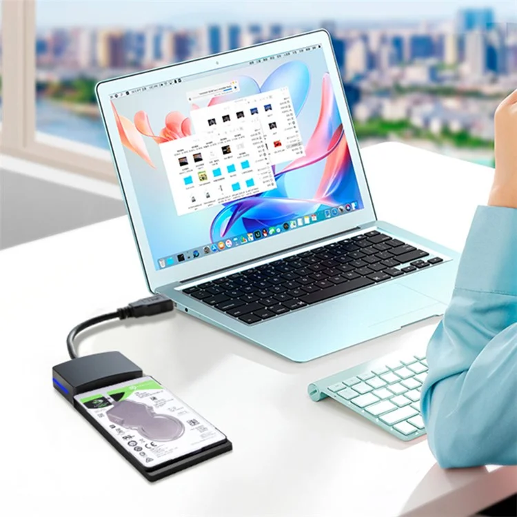 Schwarzes ABS-Kunststoff-SATA-auf-USB-3.0-Adapterkabel für 2,5-Zoll-Festplatte SSD-Datentransfer