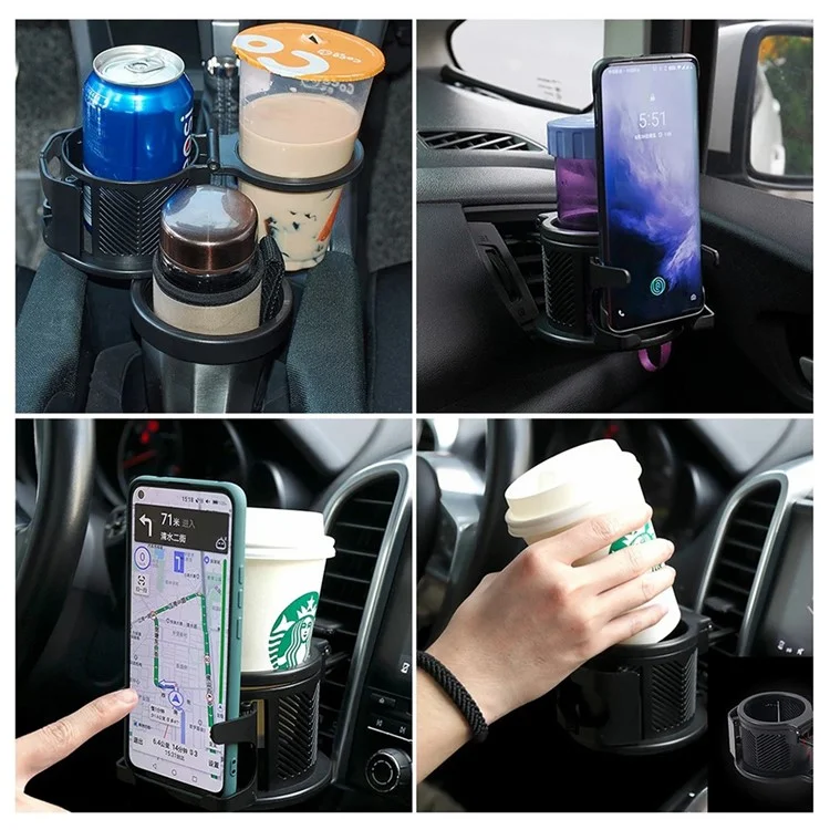 Suporte de Copo para Veículo com Rotação de 360°, Preservação de Calor 3 em 1 e Suporte Dobrável para Celular