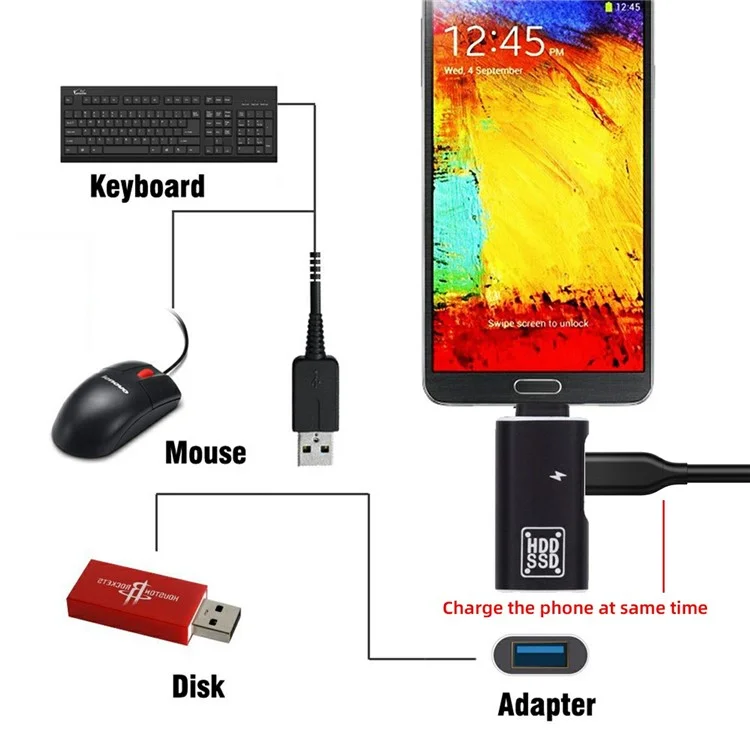 UC-035-AC 10Gbps Type-C to USB 3.0 Female OTG DC 5V Power Adapter for Tablet Phone