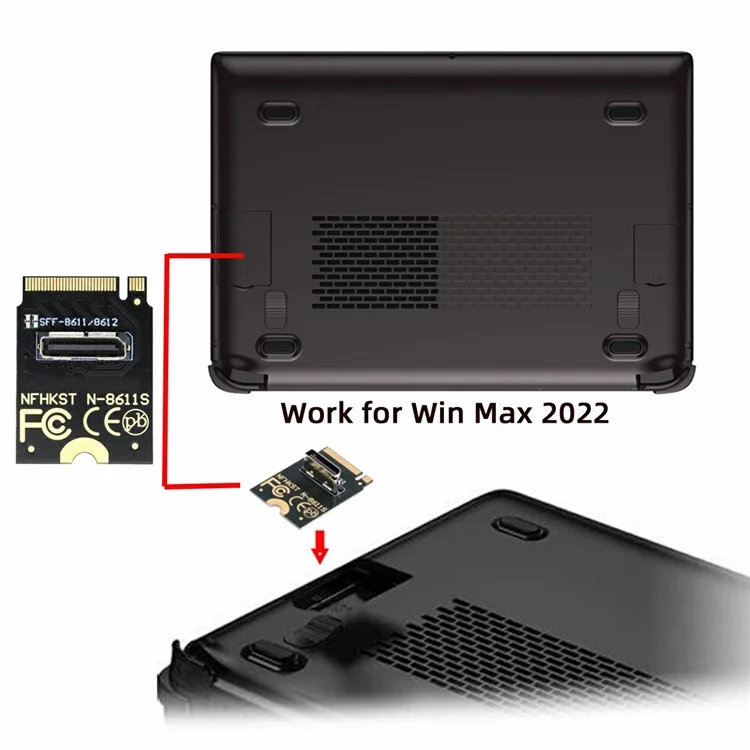SF-023-2230MM 2230 PCI-E4.0 M.2 M-key to OCuLink SFF-8612 SFF-8611 Vertical Host Adapter for NVME U.2 SSD eGPU