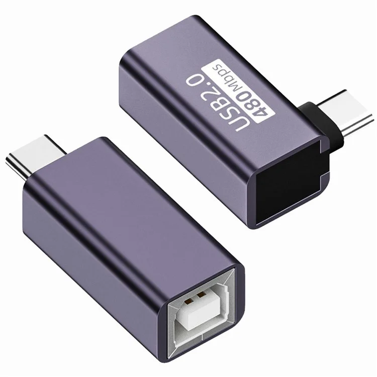 U2-010-CM 2Pcs / Set USB 2.0 B Type Female to Type-C Male Angled + Straight Extension Adapter for Printer Phone Disk