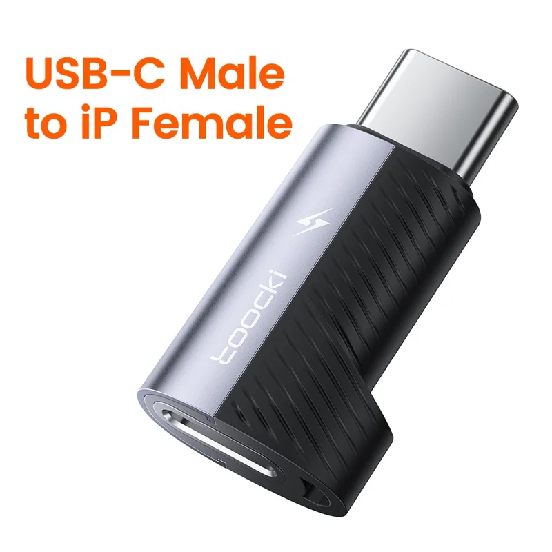 TOOCKI TQ-OTG11 USB-C Male to iP Female 60W Data Adapter 480Mbps Data Transmission - Grey