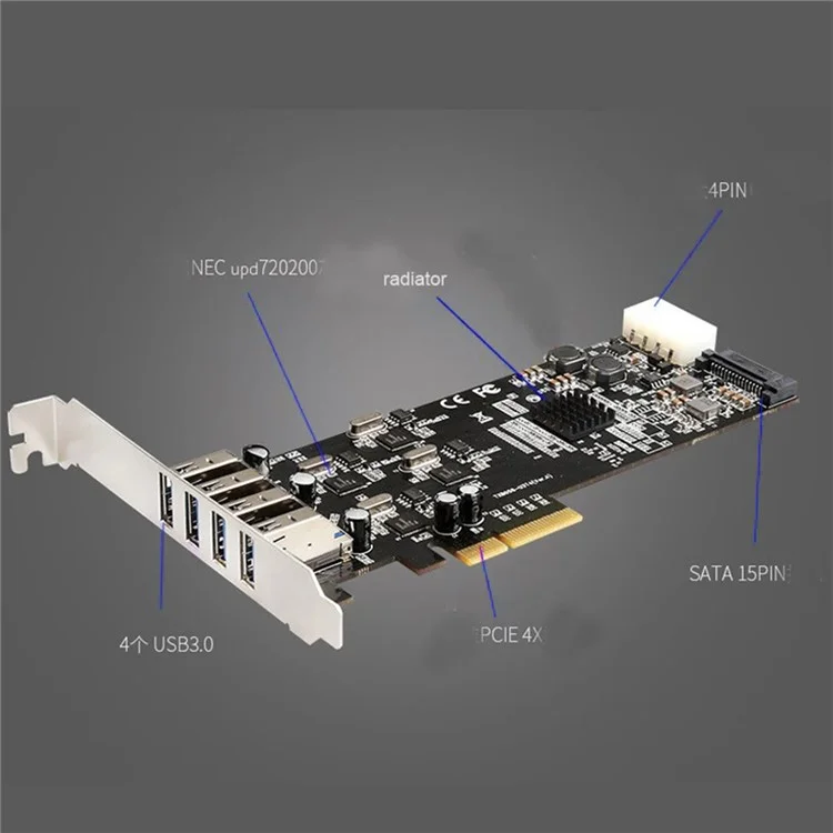 TXI058 Desktop Computer 4 USB3.0 PCI Express Card Adapter 4x5G PCI-E to USB3.0 Expansion Card