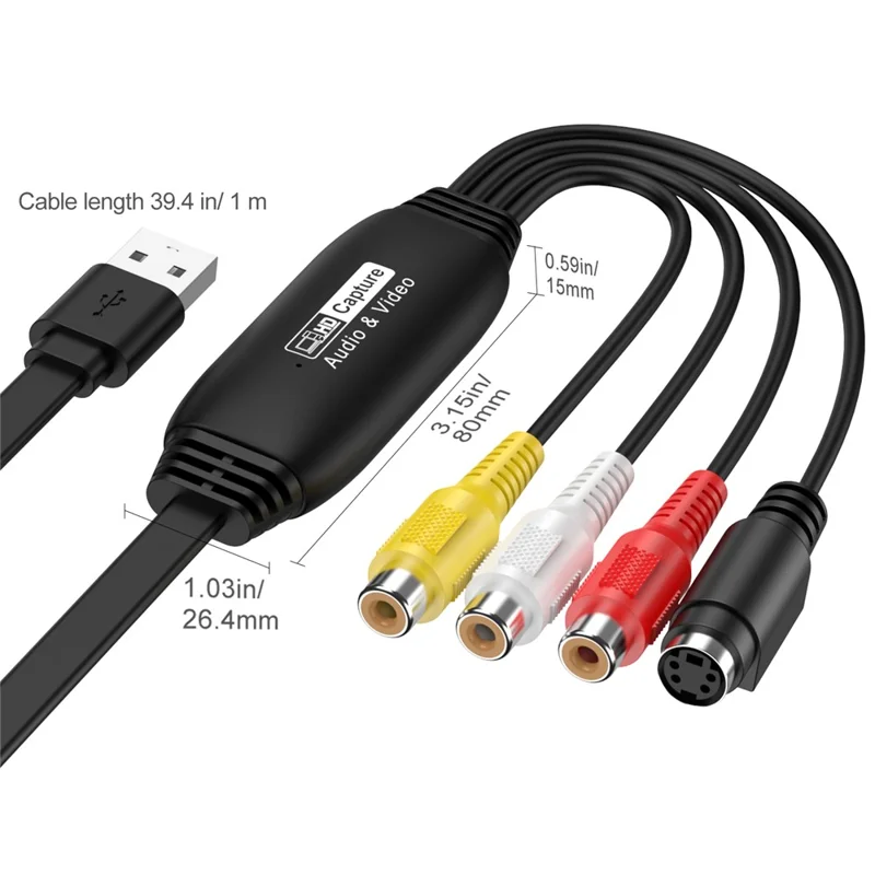 HW-1406 USB to 4 Channel RCA Converter HD Video Audio Capture Card Cable