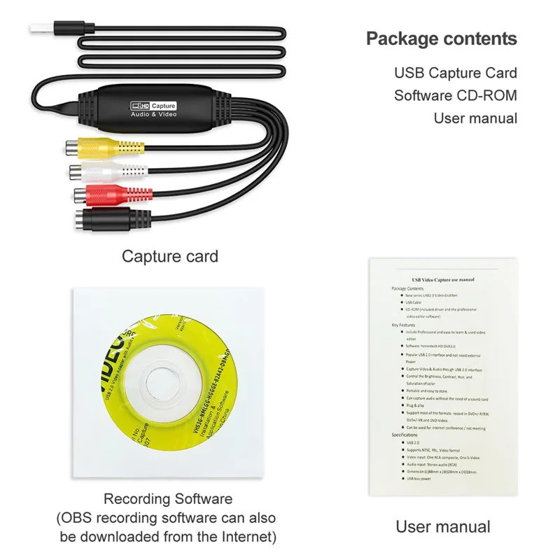 HW-1406 USB to 4 Channel RCA Converter HD Video Audio Capture Card Cable