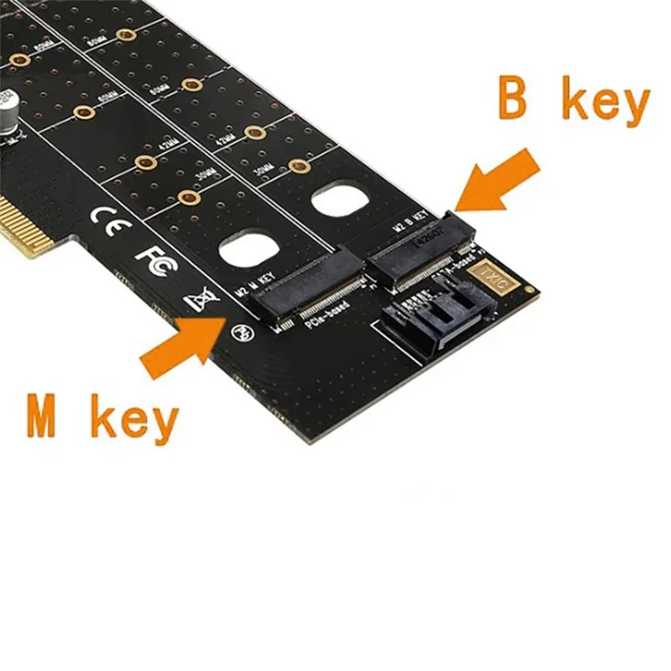 Carte d'adaptation double PCIe vers M.2 Nvme SSD NGFF Carte d'adaptation TXB044 110mm M Key + B Key
