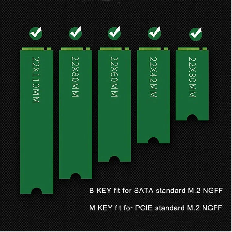 Carte d'adaptation double PCIe vers M.2 Nvme SSD NGFF Carte d'adaptation TXB044 110mm M Key + B Key