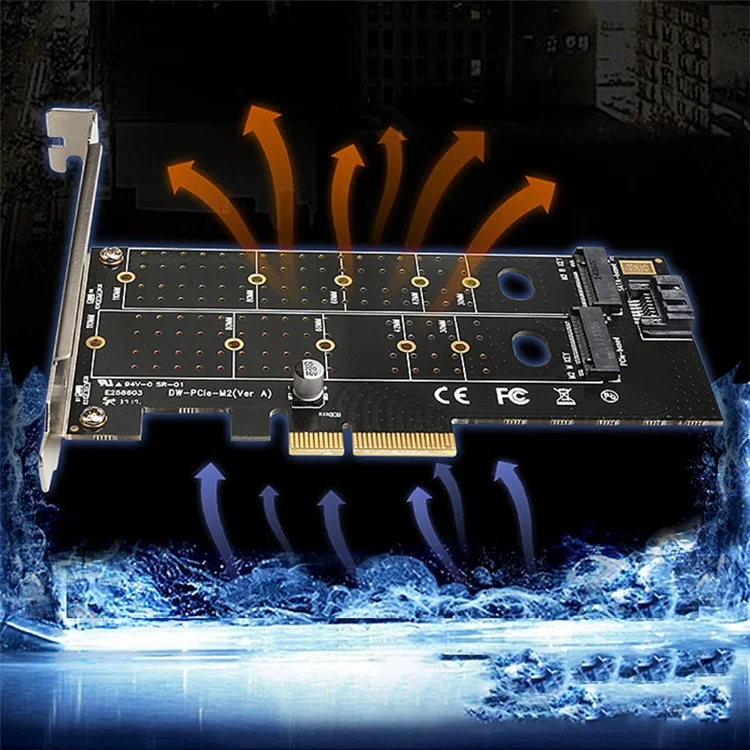 Carte d'adaptation double PCIe vers M.2 Nvme SSD NGFF Carte d'adaptation TXB044 110mm M Key + B Key
