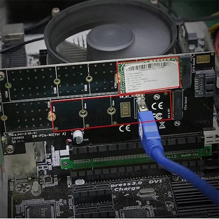 Carte d'adaptation double PCIe vers M.2 Nvme SSD NGFF Carte d'adaptation TXB044 110mm M Key + B Key