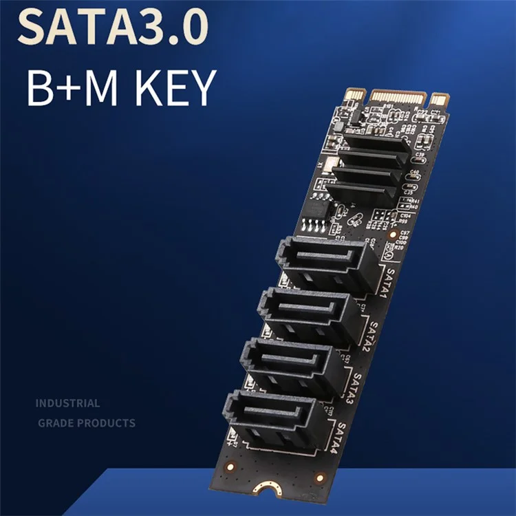Carte d'extension PCI-E 3.0 vers 4 ports SATA3.0 TXB184 Key-M Key-B M.2 NVME