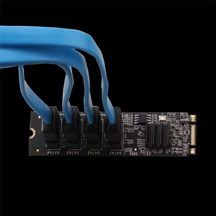 Carte d'extension PCI-E 3.0 vers 4 ports SATA3.0 TXB184 Key-M Key-B M.2 NVME
