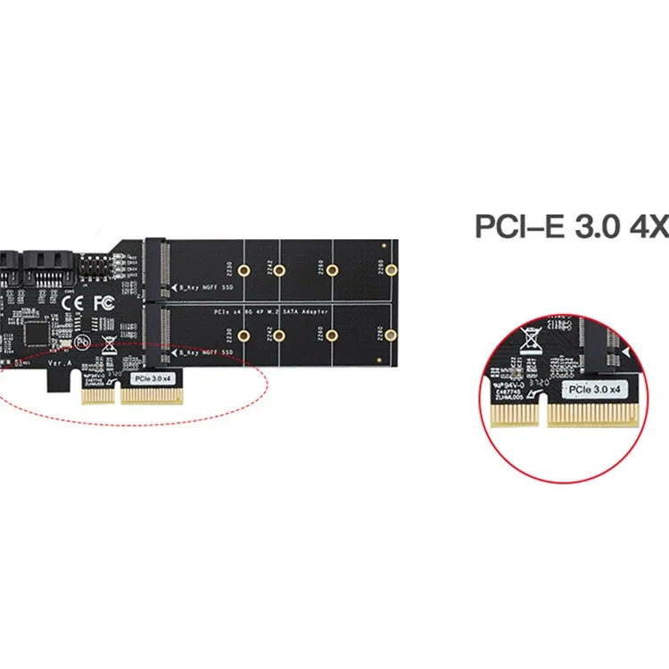 TXB120 2x SATA3.0 Adapter Card PCIE3.0 X4 to 2-port M.2 (B-Key) Expansion Card