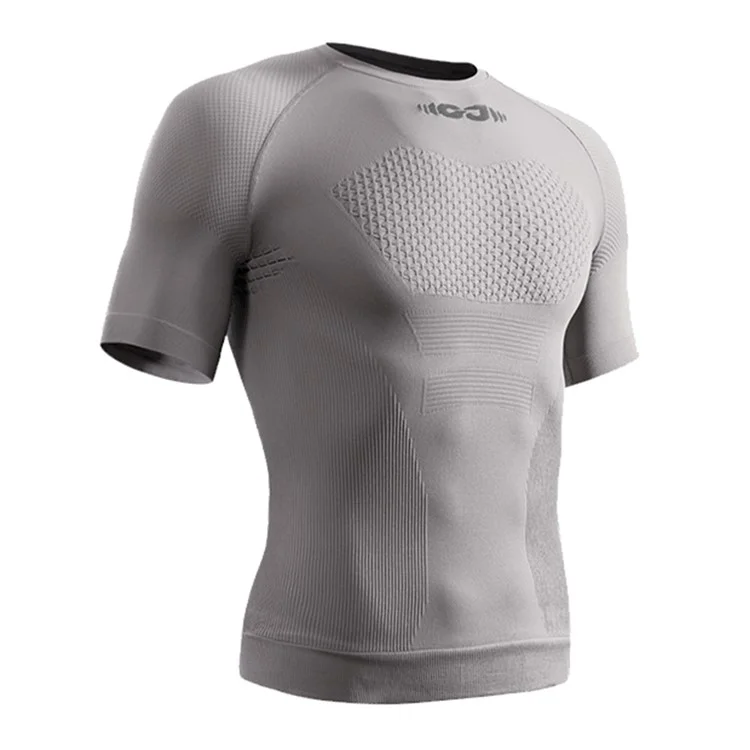 GOLOVEJOY JS02 Camiseta de Compressão Masculina para Esportes Outdoor, Manga Curta, Respirável para Ciclismo e Corrida, Tamanho L - Cinza