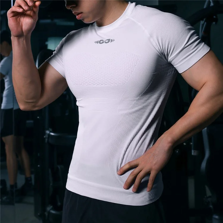 GOLOVEJOY JS02 Camiseta de Compressão Masculina para Esportes Outdoor, Manga Curta, Respirável para Ciclismo e Corrida, Tamanho L - Cinza