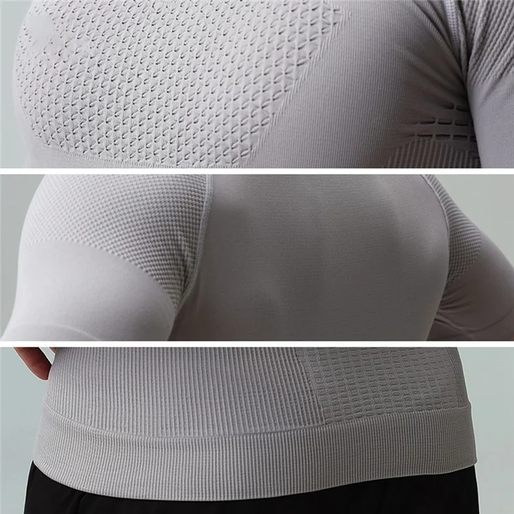 GOLOVEJOY JS02 Outdoor Sports Atmungsaktives Herren Kompressions-Kurzarmshirt für Radfahren und Laufen, Größe XL - Grau