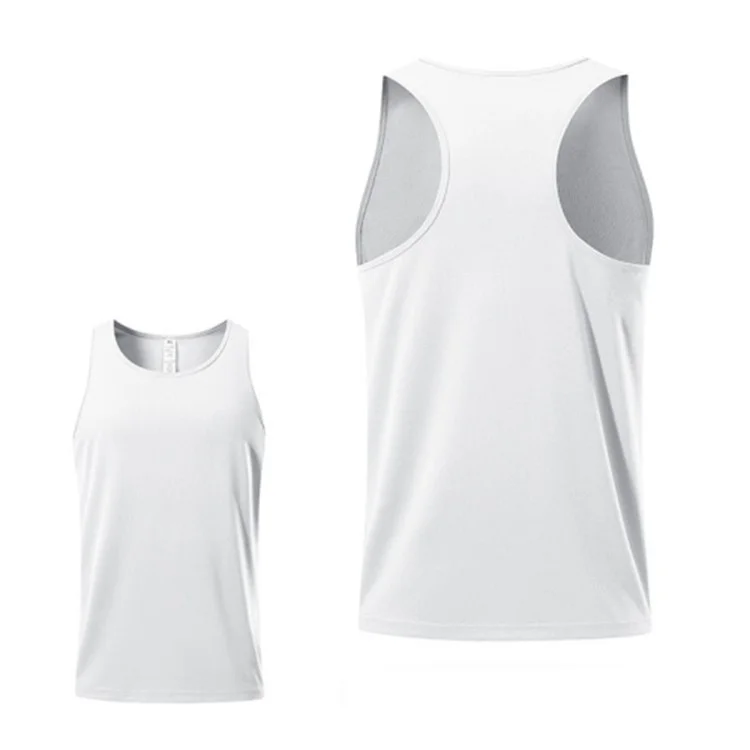 Summer Men Sports Casual Polyester Vest Breathable Quick-drying Running Basketball Tank Top - White / L