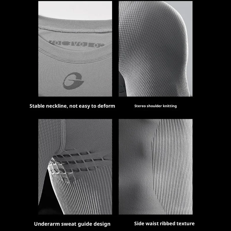 GOLOVEJOY JS07 Top da Allenamento Asciugatura Rapida per Uomini, Maglietta Sportiva Elastica a Compressione a Maniche Lunghe - Nero / M