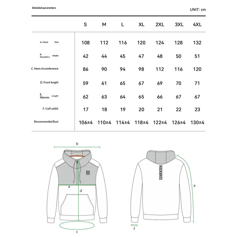 ROCKBROS 15400008 TLWY002 15400008001 Sudadera deportiva de felpa cortavientos con cremallera, sudadera con capucha con bolsillo oculto de malla - Gris claro / S