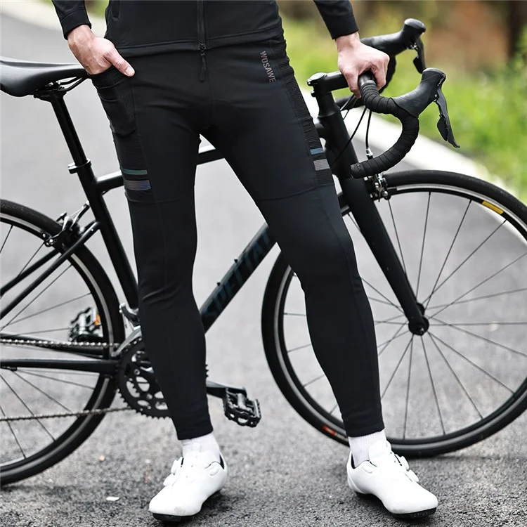 WOSAWE BH148 Hombres Termales Ciclismo Medias Pantalones de Bicicleta de Invierno Pantalones Largos a Prueba de Viento Con Una Almohadilla de Gel 5D - M (as) / S (EU)