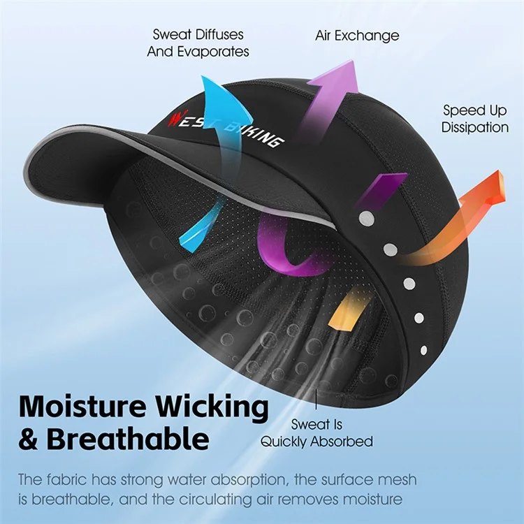 WEST BIKING YP0201426 Breathable Ice Silk Summer Hat Outdoor Cycling Helmet Liner Cap - Black