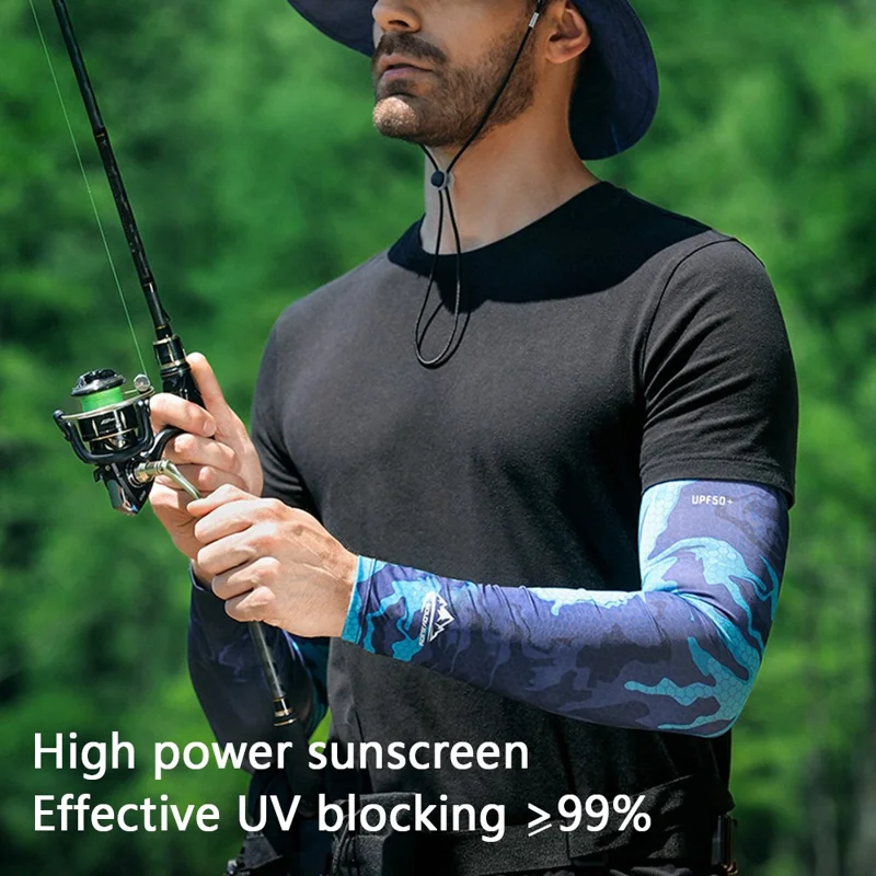 Mangas de pesca GOLOVEJOY HB20 para uso ao ar livre no verão, proteção UV - Grafite dourado / L
