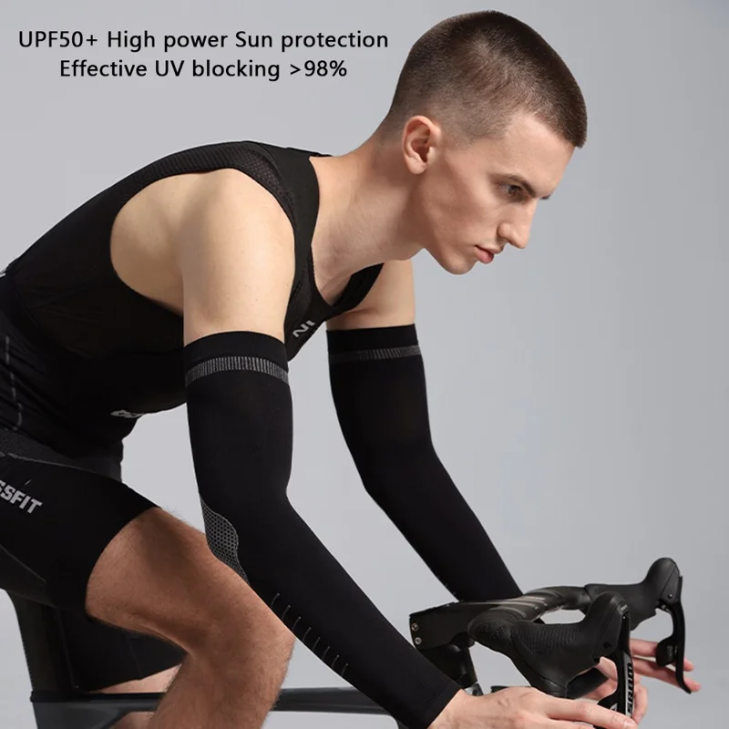 GOLOVEJOY HB39 1 Pair Summer Cycling Cooling Sleeves Sunscreen UV Protection Arm Sleeves - Grey