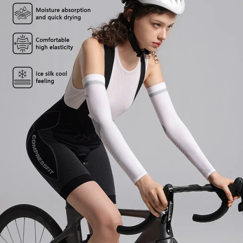 GOLOVEJOY HB39 1 Parella de mangas de refrigeración para ciclismo de verano con protección solar UV - Blanco