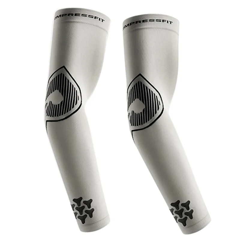GOLOVEJOY Compressfit HB42 1 Pair Summer Cycling Cooling Sleeves Elastic Sun-proof Arm Sleeves - Light Grey