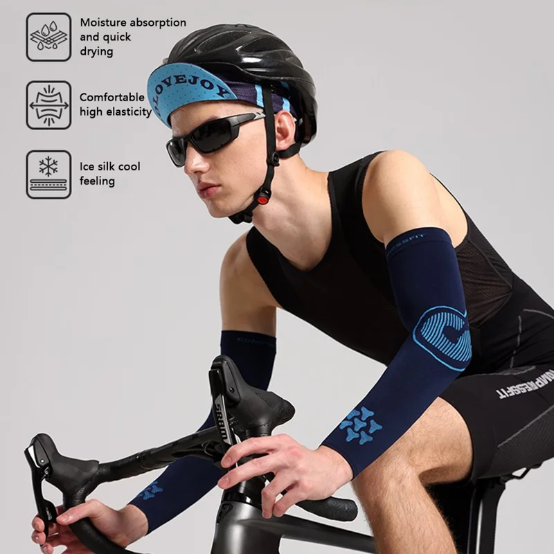 GOLOVEJOY Compressfit HB42 1 Pair Summer Cycling Cooling Sleeves Elastic Sun-proof Arm Sleeves - White