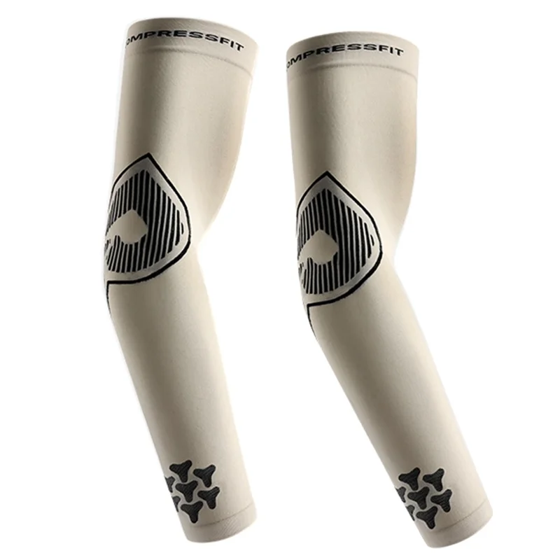 GOLOVEJOY Compressfit HB42 1 Paio di Maniche Rinfrescanti Estive per Ciclismo, Maniche Elastiche Protettive dai Raggi Solari - Lino Marrone