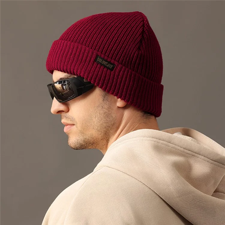 GOLOVEJOY DMZ104 Retro Fleece Knitted Hat Windproof Ear Protection Winter Cap One Size for Men - Red