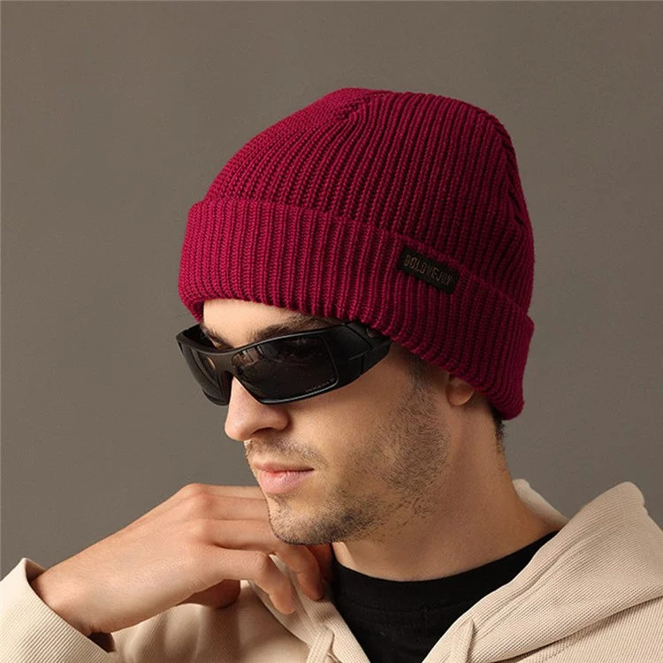 GOLOVEJOY DMZ104 Retro Fleece Knitted Hat Windproof Ear Protection Winter Cap One Size for Men - Red