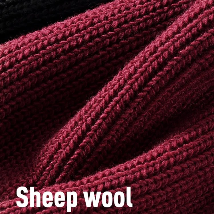 GOLOVEJOY DMZ104 Retro Fleece Knitted Hat Windproof Ear Protection Winter Cap One Size for Men - Red
