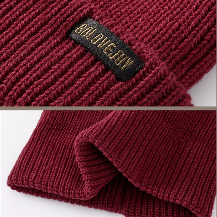 GOLOVEJOY DMZ104 Retro Fleece Knitted Hat Windproof Ear Protection Winter Cap One Size for Men - Red