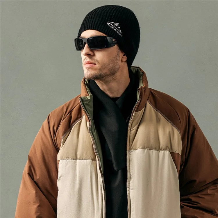 GOLOVEJOY DMZ93 45% Algodão Lã Quente Chapéus de Inverno Beanies Térmicos Grossos Knited Cap Tamanho Único para Homens - Preto
