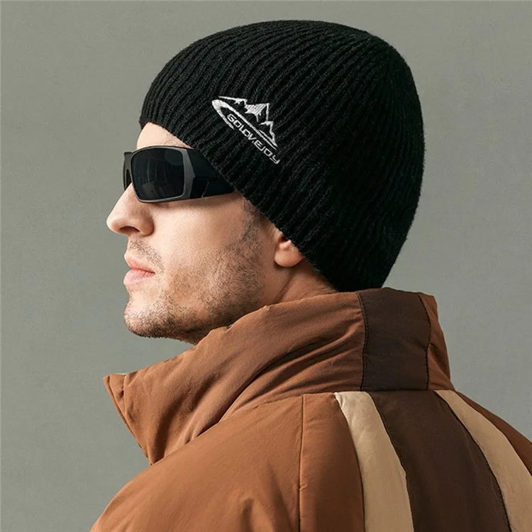 GOLOVEJOY DMZ93 45% Algodão Lã Quente Chapéus de Inverno Beanies Térmicos Grossos Knited Cap Tamanho Único para Homens - Preto