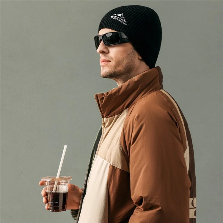 GOLOVEJOY DMZ93 45% Algodão Lã Quente Chapéus de Inverno Beanies Térmicos Grossos Knited Cap Tamanho Único para Homens - Preto