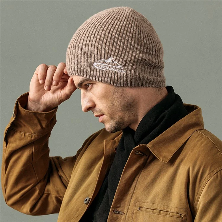 GOLOVEJOY DMZ93 45% Algodão Lã Quente Chapéus de Inverno Beanies Térmicos Grossos Knited Cap Tamanho Único para Homens - Preto