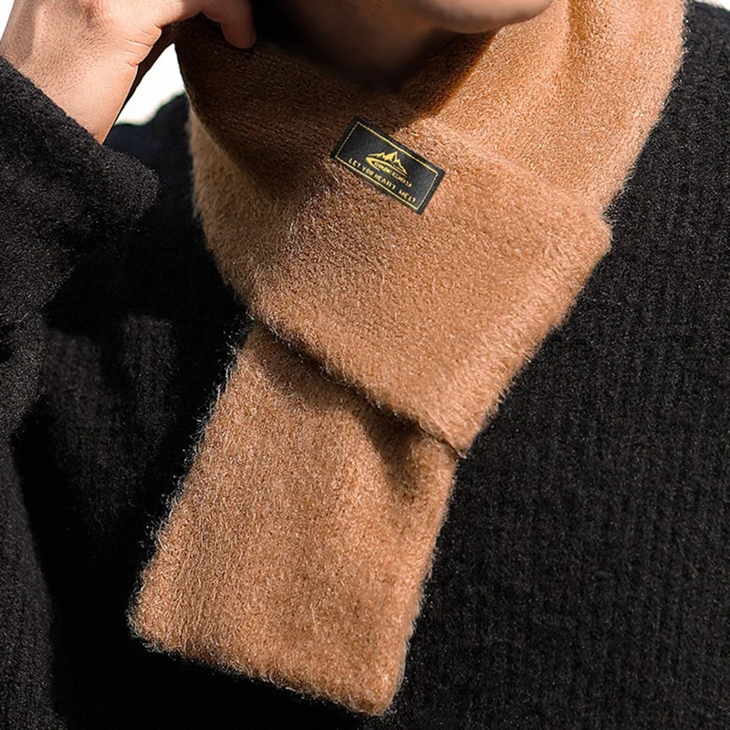 GOLOVEJOY DWJ47 77cm Retro Faux Mohair Men Winter Scarf Warm Outdoor Windproof Scarf - Camel