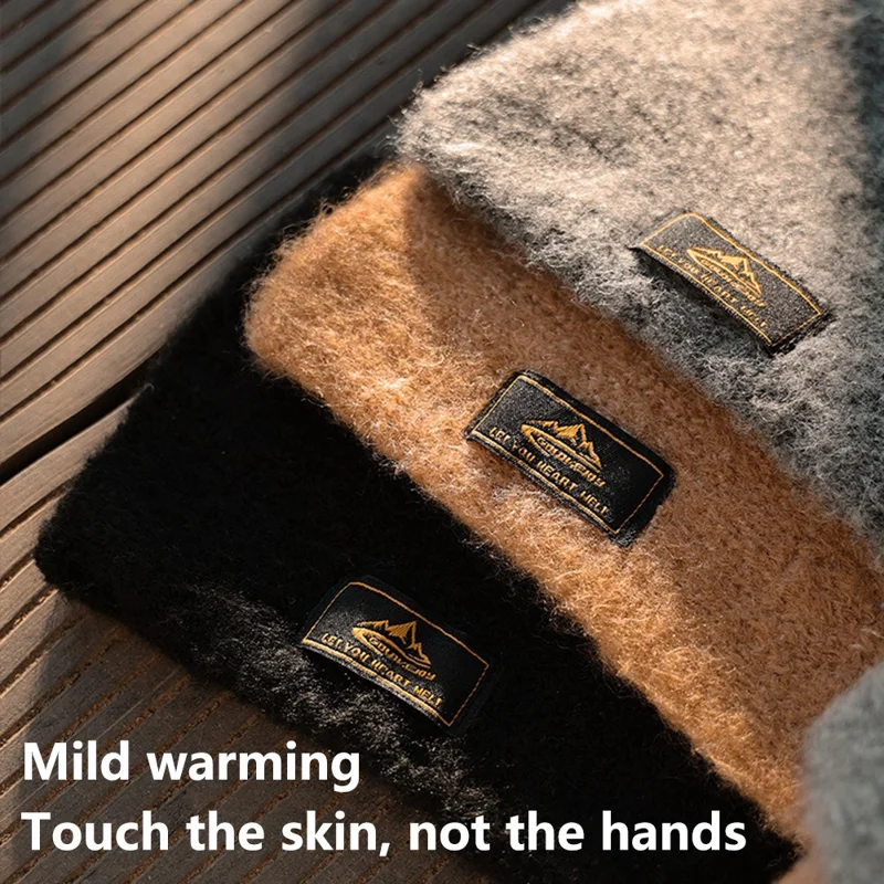 GOLOVEJOY DWJ47 77cm Retro Faux Mohair Men Winter Scarf Warm Outdoor Windproof Scarf - Camel