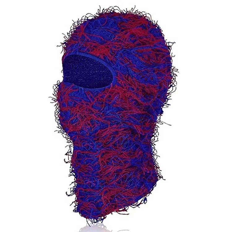 Windproof Knitted Balaclava Hat Winter Fluffy Full Face Mask Neck Warmer for Skiing Cycling - Style K