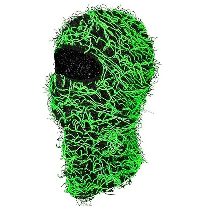 Windproof Knitted Balaclava Hat Winter Fluffy Full Face Mask Neck Warmer for Skiing Cycling - Style L