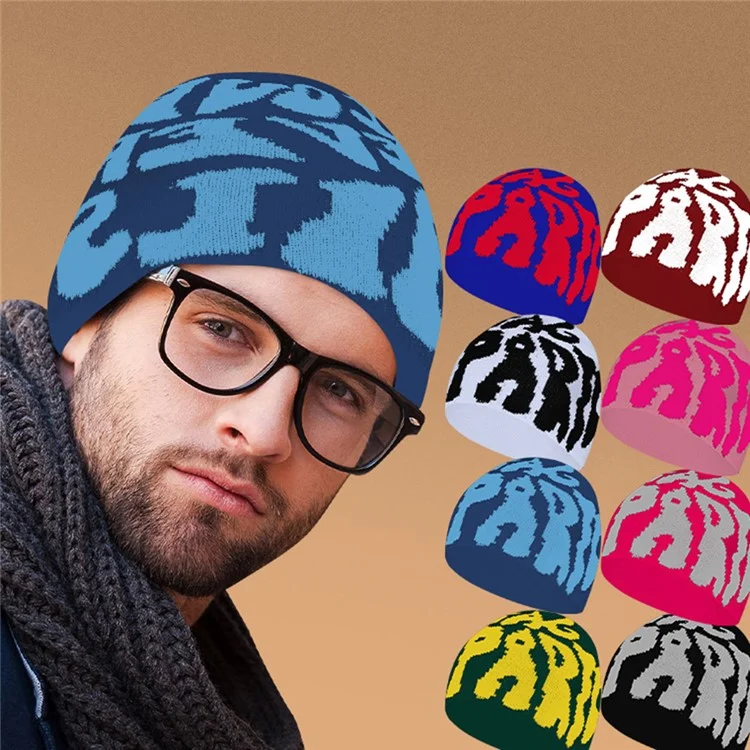 Gorro de tricô quente e grosso para esportes ao ar livre, à prova de vento, unissex, de lã, para outono e inverno - BAG-04