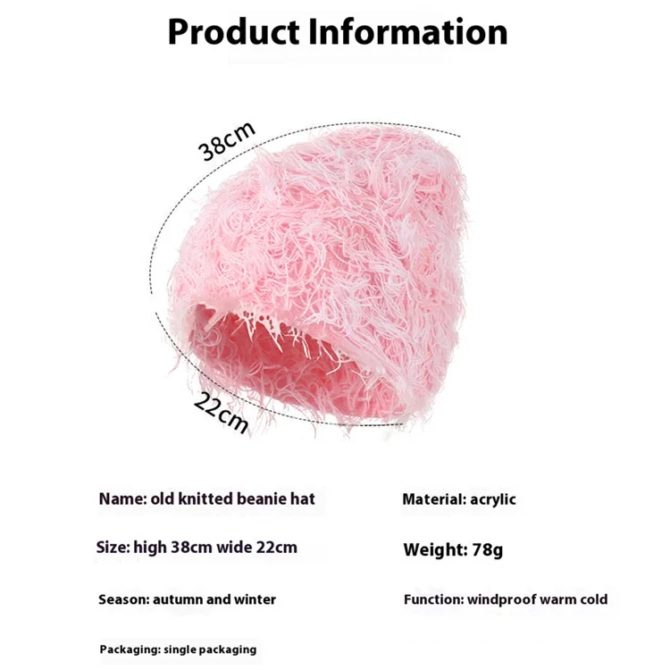Double-Layer Warm Knitted Hat Autumn Winter Ear Protection Unisex Woolen Yarn Beanie Cap - Style A