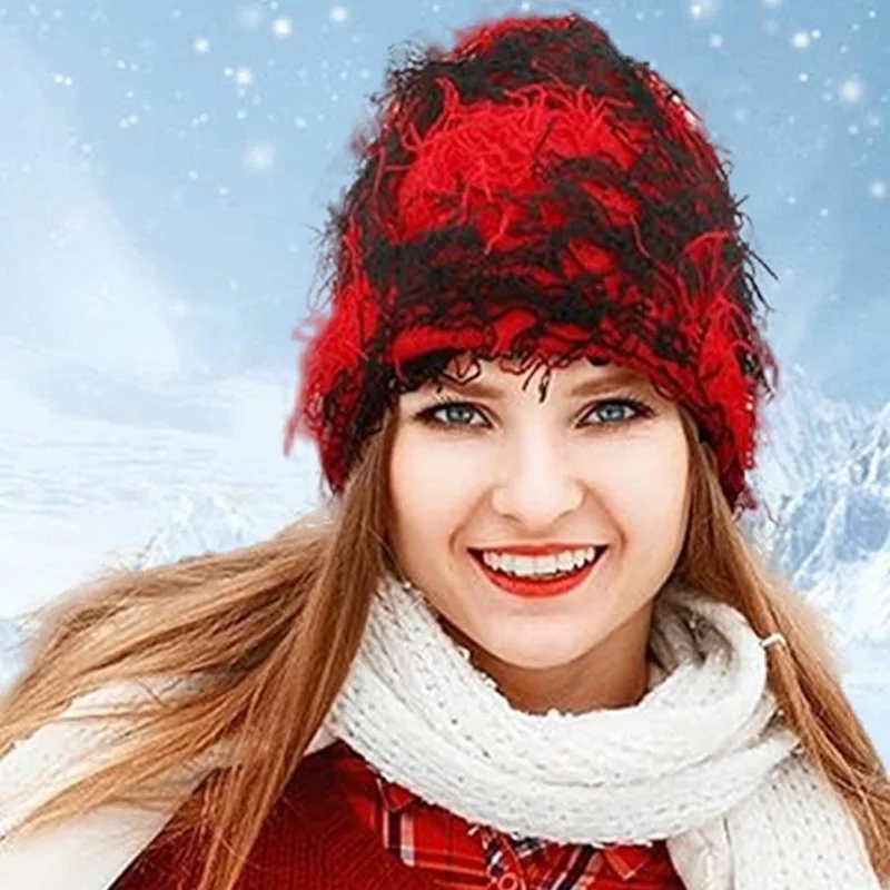 Gorro de lana de doble capa con protección para las orejas, para otoño e invierno, unisex, de hilo de lana - Estilo H
