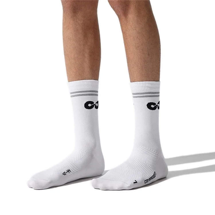Calze da compressione per sport outdoor GOLOVEJOY DWZ11, traspiranti, tubo medio, per corsa e basket - Bianco / Taglia 35-39