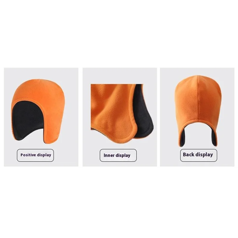 Winter Outdoor Earflap Hat Ear Protection Windproof Thicken Polar Fleece Lei Feng Cap - Orange